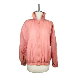 Pony Vintage Pink Windbreaker Zipper‎ Hood Pockets Nylon Women Size Medium